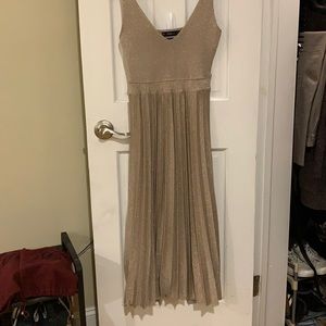 Zara Knit Limited Edition Metallic Pleated Dress